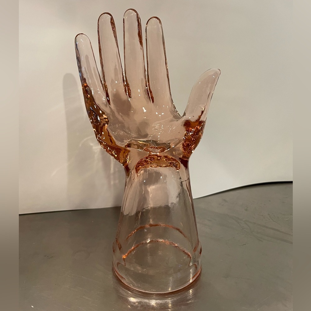 Pink glass ring tree